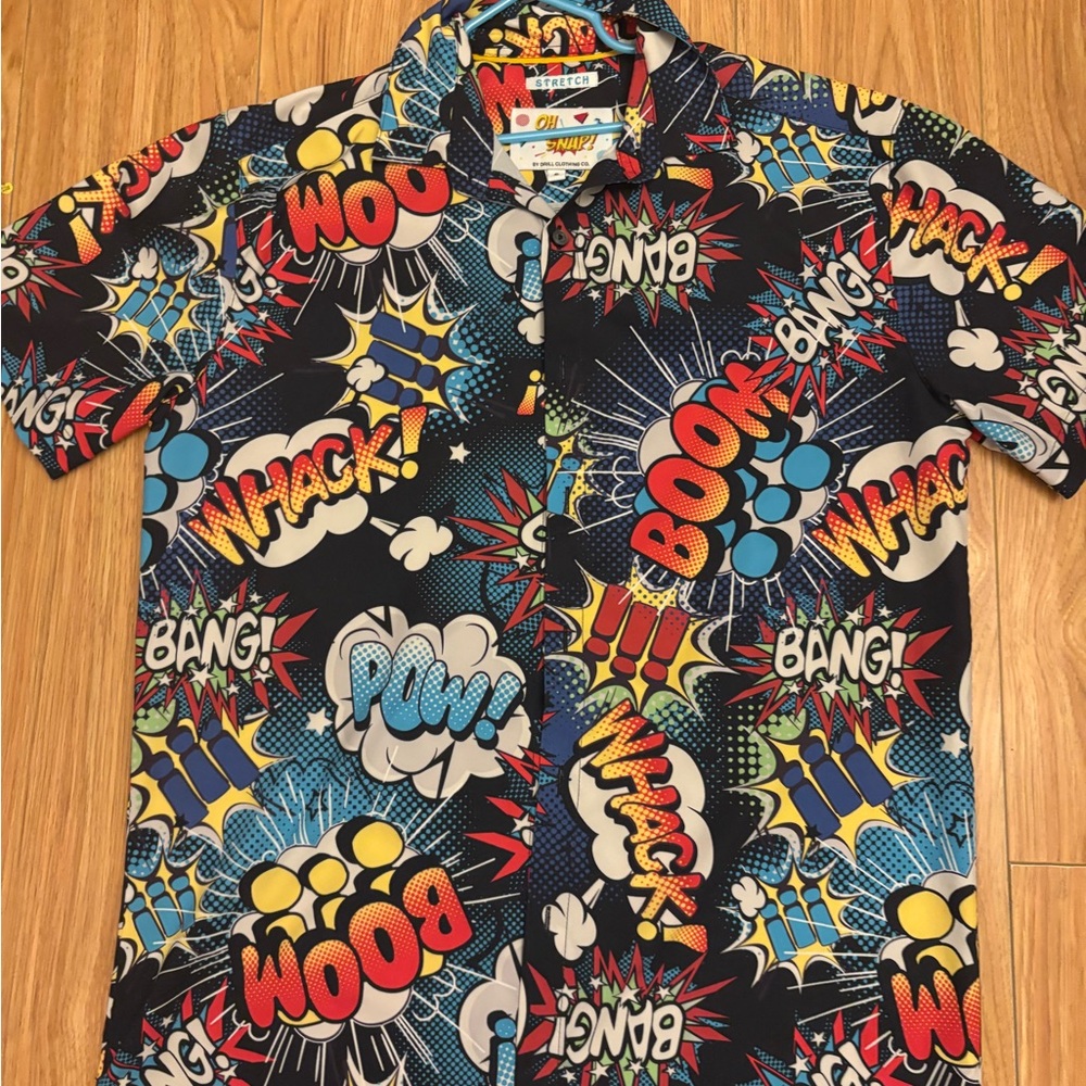 Drill Clothing Co. Men's Comic Print Shirt - Black, Blue, Red, Yellow